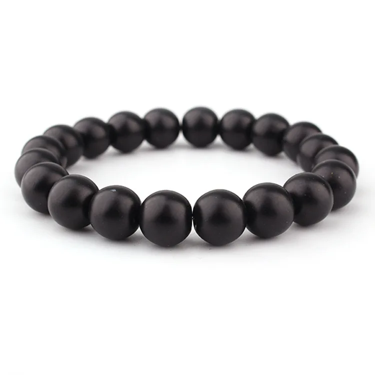 New Natural stone mill black sand 10 mm elastic line bracelet beads yoga leisure sports | Украшения и аксессуары