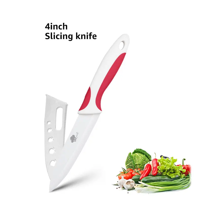 4 inch red white Керамический нож 6 5 4 3 дюймов кухонный нож шеф-повара для нарезки мяса нож для очистки овощей белое лезвие красочная Нескользящая ручка инструмент для приготовления пищи - Цвет: 4 inch red white