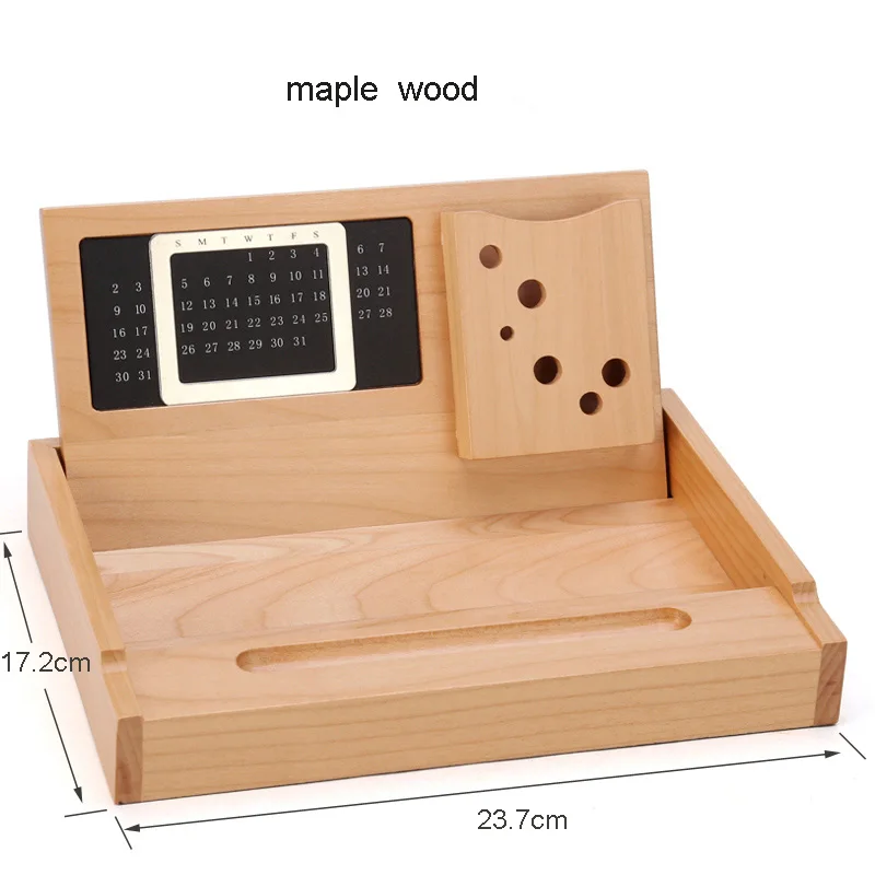 maple wood Многофункциональный деревянный стол канцелярский Органайзер держатель для Бюро с вечным календарем organizador de escritorio y papeleria 1350 - Цвет: maple wood