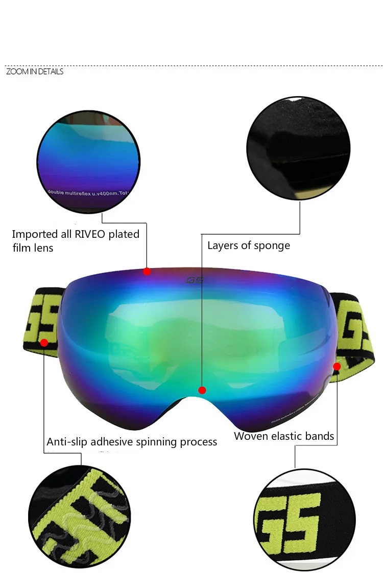 Genuine children ski goggles double anti fog UV large spherical Cocker glasses | Спорт и развлечения