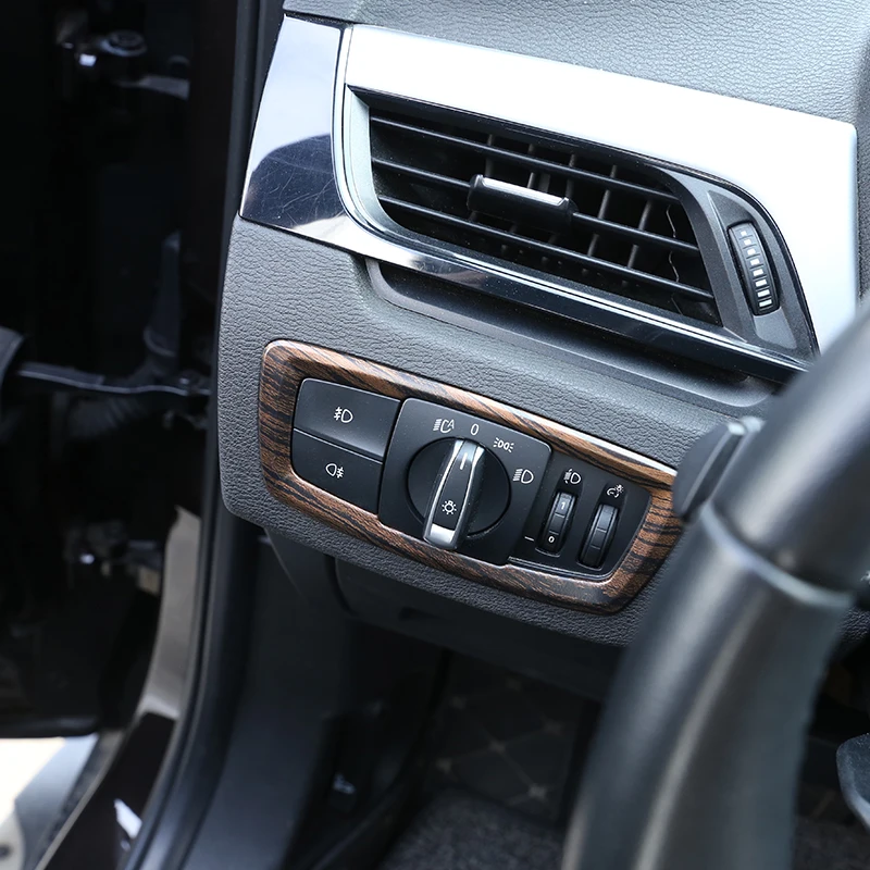 For BMW X1 F48 2016-2019 X2 F47 2018 ABS Pine Wood Grain Head light Headlight Switch Button Cover Trim Car Accessories | Автомобили и