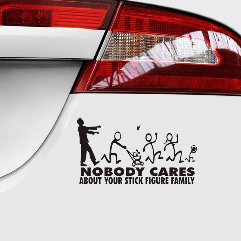Cool Zombie Stick Family Nobody Cares Truck Cute And Interesting Stickers Car Decal Bumper Decor Vinyl Hobby Sticker | Автомобили и