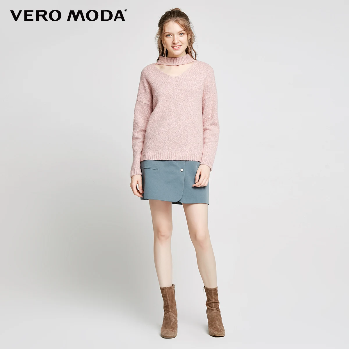 Vero Moda Brand NEW simple commuting solid color open collar design dropped shoulder pullover knit women |318113520 | Женская одежда - Фото №1