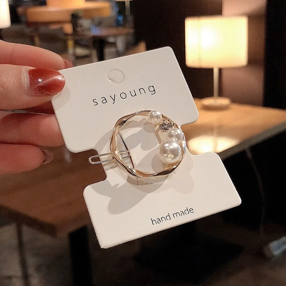 ММИСМ Неправильная заколка для волос из металла с жемчужинами круглой формы сердца треугольной заколкой для волос геометрической формы для женщин и девочек аксессуары.