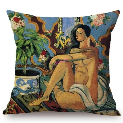 T281-19 Henri Matisse мастерски танцовщица со шляпой радость жизни украшение дома Художественный Диванный чехол для подушки льняная наволочка - Цвет: T281-19
