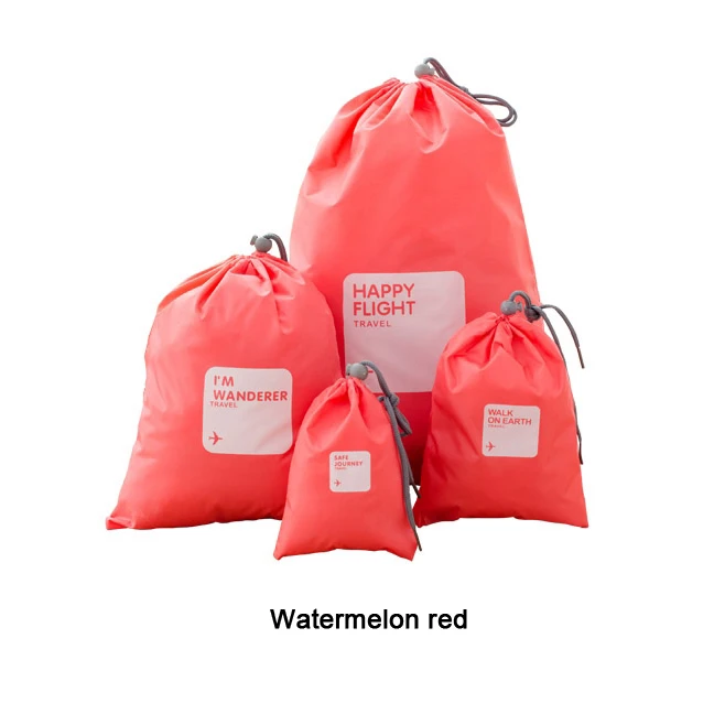 Watermelon Red 4 шт./лот, водонепроницаемая дорожная сумка для хранения, косметическое нижнее белье, органайзер, спортивный шнурок, пояс для верховой езды, для обуви, для стирки, косметичка - Цвет: Watermelon Red