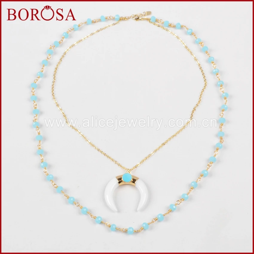 Ожерелье BOROSA 5 шт. золотого цвета с черным хрустальным полумесяцем и гусеничным