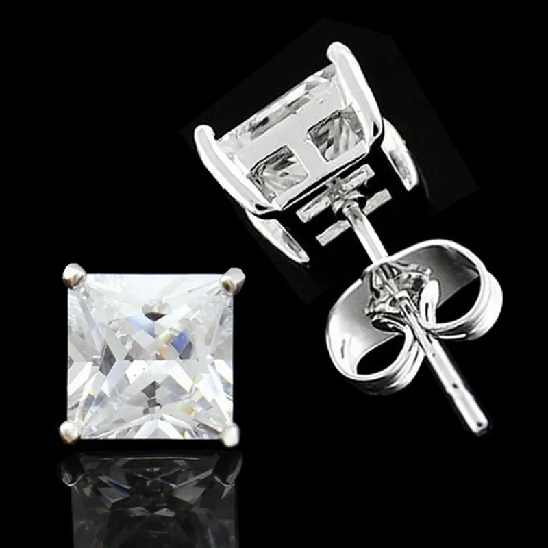 Мужские серьги гвоздики с крупным фианитом 10 мм|earrings 18k|earrings sapphireearring charm |