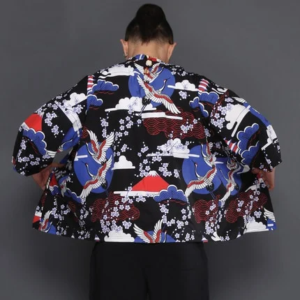 Yukata haori, мужское японское кимоно, кардиган, мужской костюм самурая, одежда, кимоно, куртка, мужское кимоно, рубашка yukata haori TA491 - Цвет: 8
