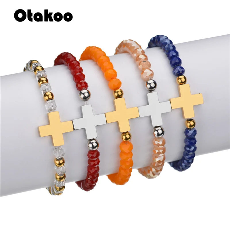 Otakoo красный синий оранжевый шампанское браслет из бисера для женщин крест