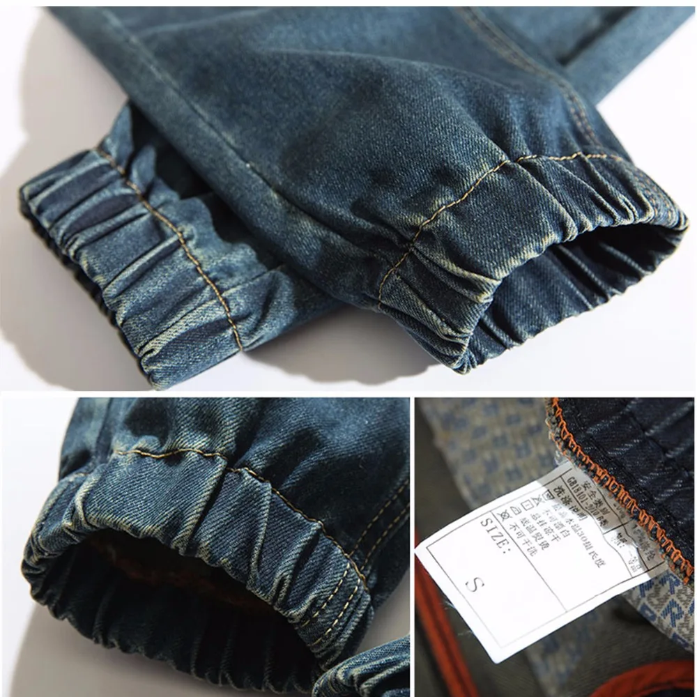 Tsingyi Denim Stretch Elastic Waist Jeans Men Blue Cargo Drawstring Harem Jeans Homme Cotton Plus Size Full Length Pants