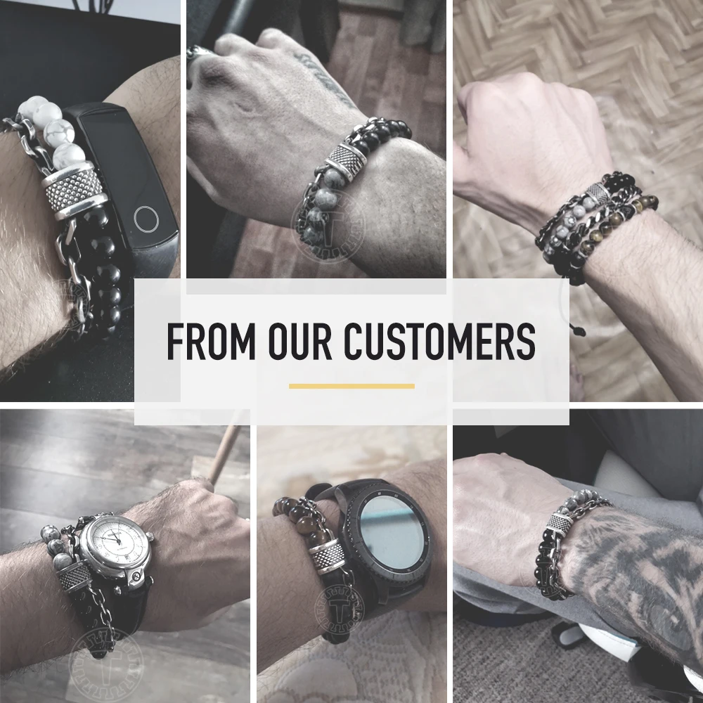 Браслеты с бусинами из натурального камня для мужчин и мальчиков браслет-цепочка