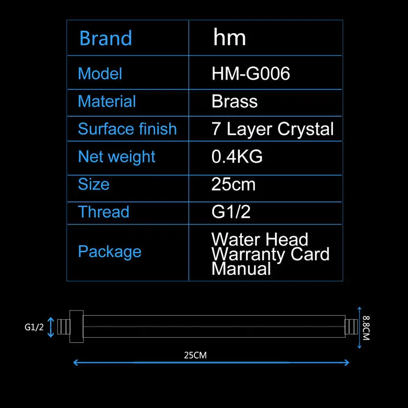 hm Круглый верхний потолочный настенный кронштейн для душа из латуни|brass shower arm|brass