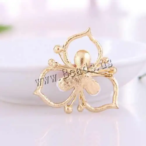 Free shipping!!!Zinc Alloy Brooches western with Acrylic Flower gold color plated faceted &amp rhinestone multi-colored |