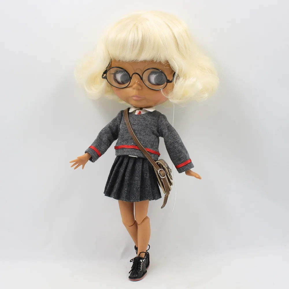 Ледяной DBS Blyth кукольный светильник с золотыми волосами и темной кожей тела bjd