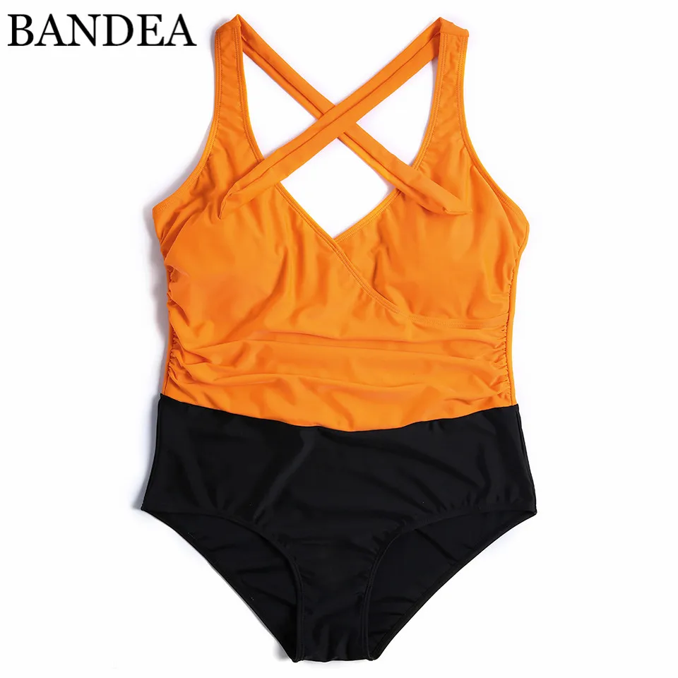 BANDEA новые сексуальные оранжевые и черные купальники в стиле пэчворк женский