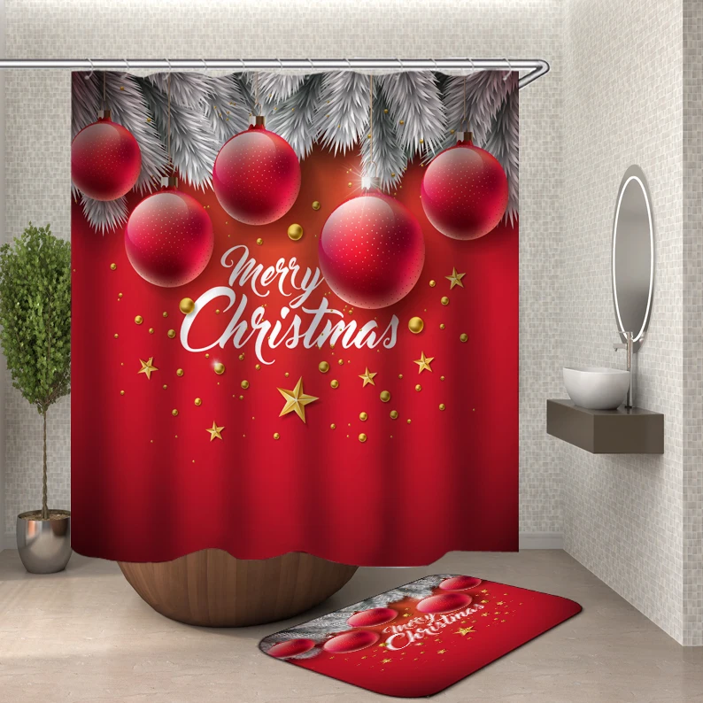 Merry Christimas ткань для занавесок для душа 3d ванная занавеска для душа s шторка для ванны Водонепроницаемая с крючками занавеска для душа или коврик - Цвет: HY267