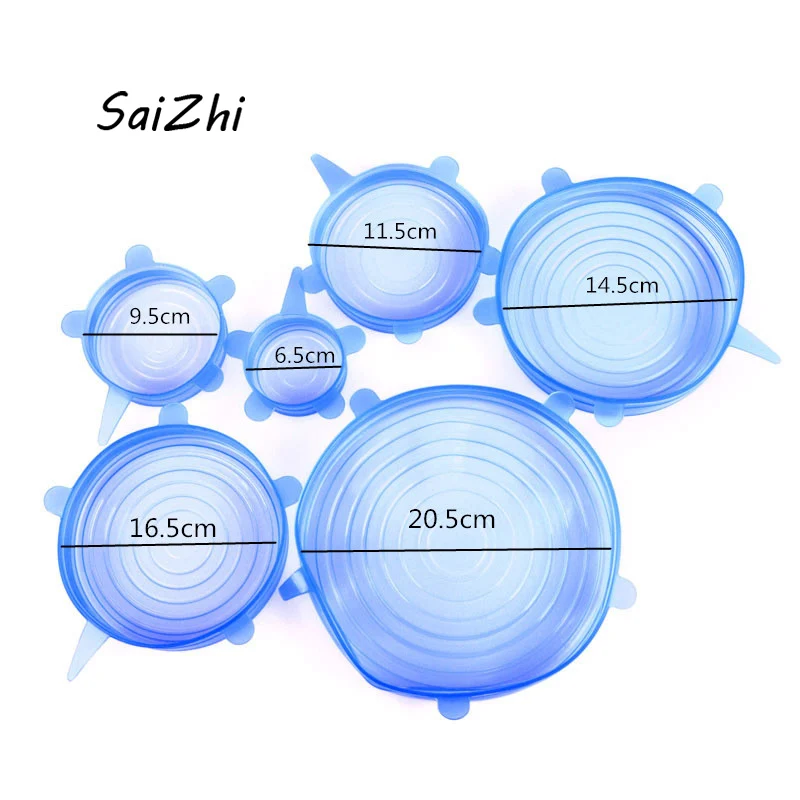 6 шт Мягкая силиконовая крышка Универсальная Силиконовая пищевая плёнка Чаша Пот