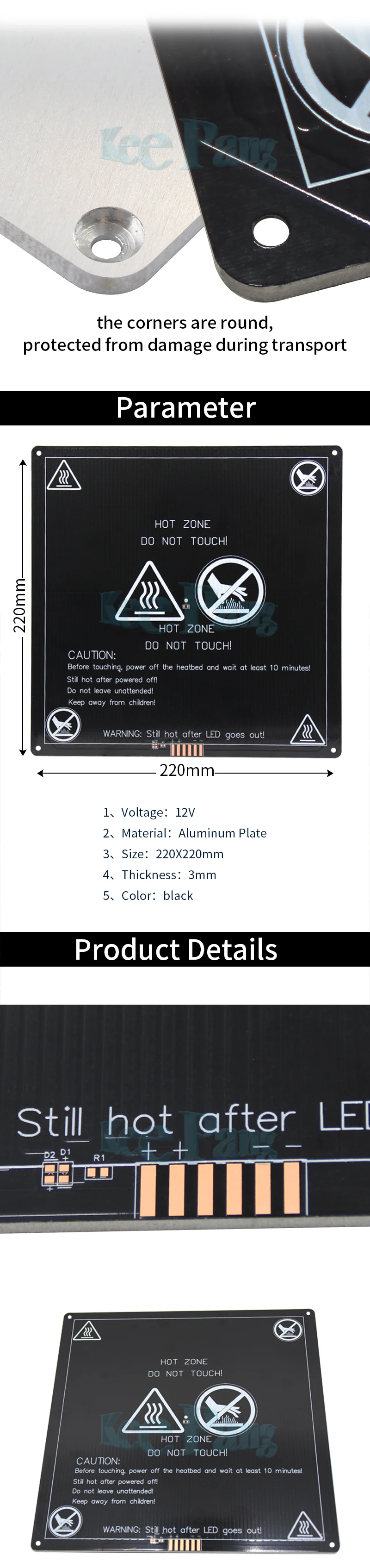 KingRoon ultracase платформа сборка поверхность стеклянная пластина решетка 220x220 мм черный 12 В Тепловая кровать совместима для 3d принтера MK2 MK3