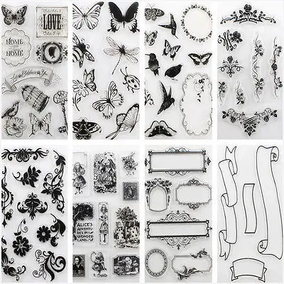 Алфавит цветок прозрачные силиконовые штампы лист цепляться Скрапбукинг DIY