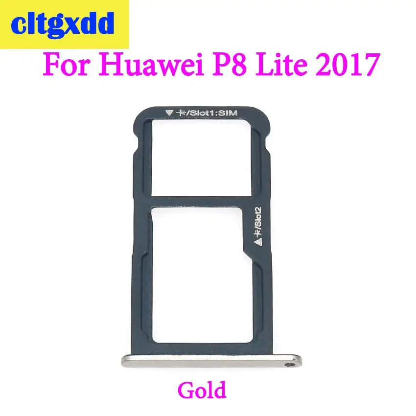 For P8lite 2017 Gold Cltgxdd для huawei P8 Lite для P8 Lite лоток для sim-карт и лоток для карт памяти Micro SD слот адаптер запасные части - Цвет: For P8lite 2017 Gold