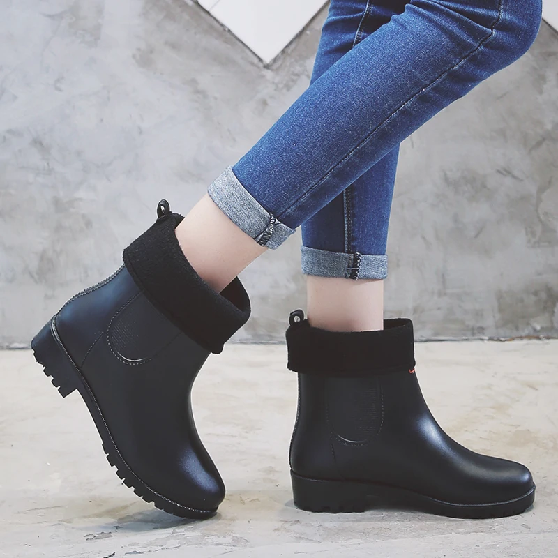 Модные непромокаемые сапоги Женские резиновые водонепроницаемые Нескользящие