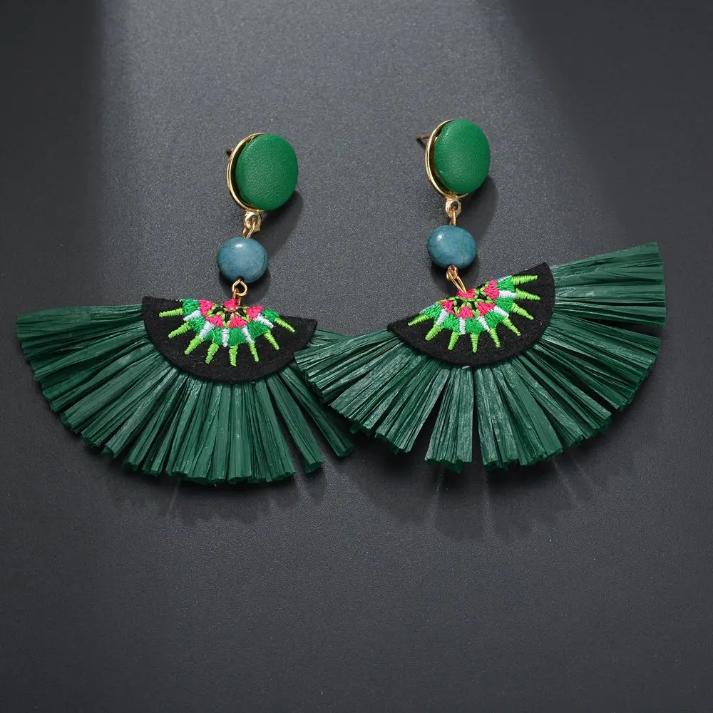 Terreau Kathy Модные Этнические в стиле бохо длинные кисточки висячие серьги с принтом