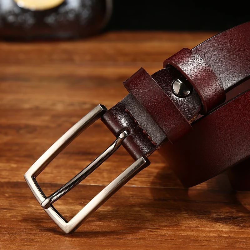 Ремень из натуральной бычьей кожи Женский винтажный пояс с квадратной пряжкой