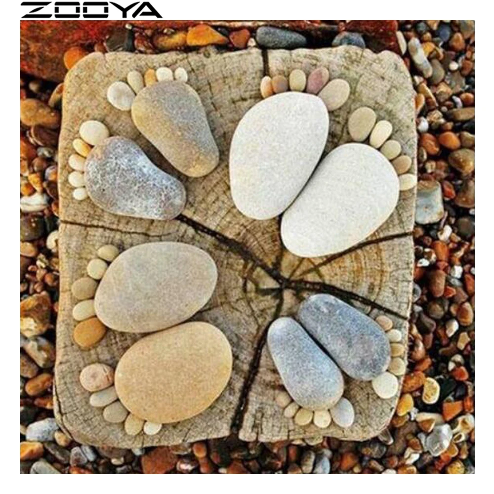 

ZOOYA Diamond Embroidery DIY Needlework Full Drill Diamond Painting Footprints Pieced Together With Stones Mosaic Pattern R819