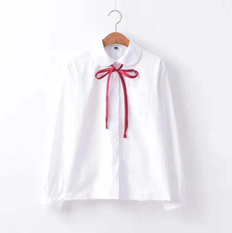 Only Shirt Kawaii милый медведь Вышивка Винтаж вязаный жилет японский консервативный стиль для женщин без рукавов свитер юбка рубашка JK Униформа костюм - Цвет: Only Shirt