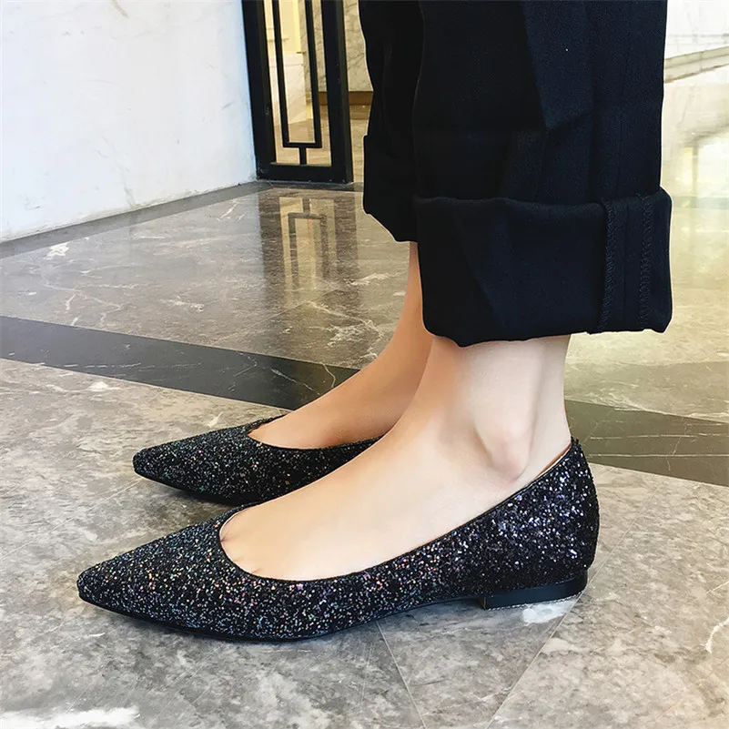 Женские лоферы FEDONAS черные на плоской подошве с острым носком весну-осень | Обувь