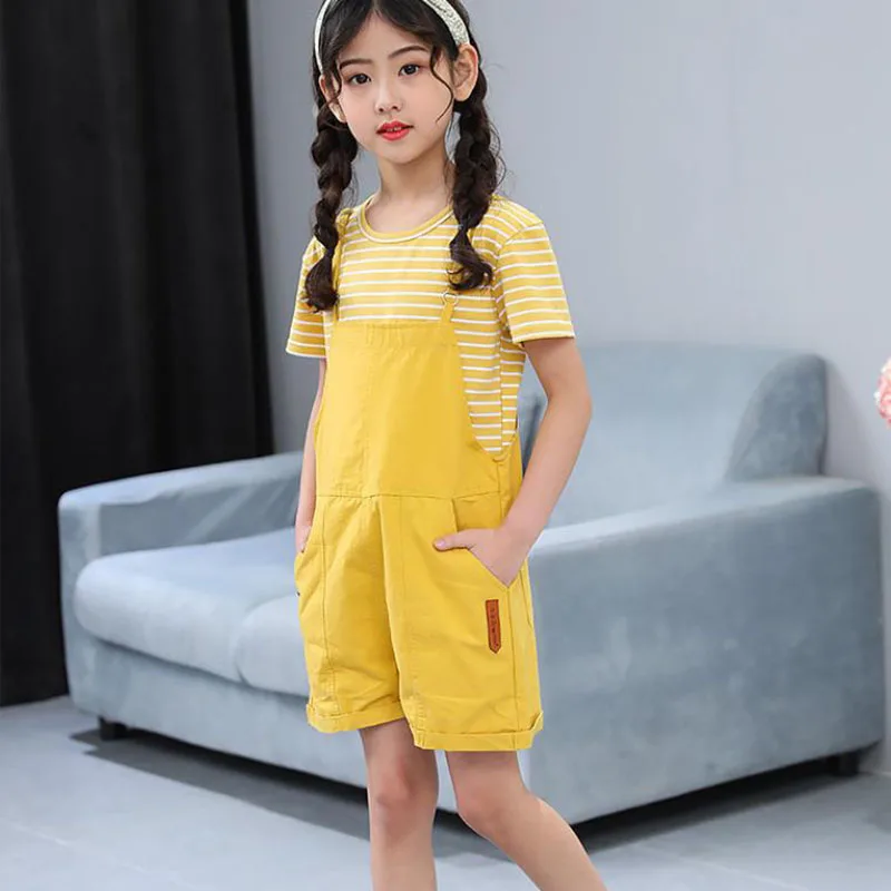 Детская одежда Новинка 2019 года детский летний комплект в полоску с короткими