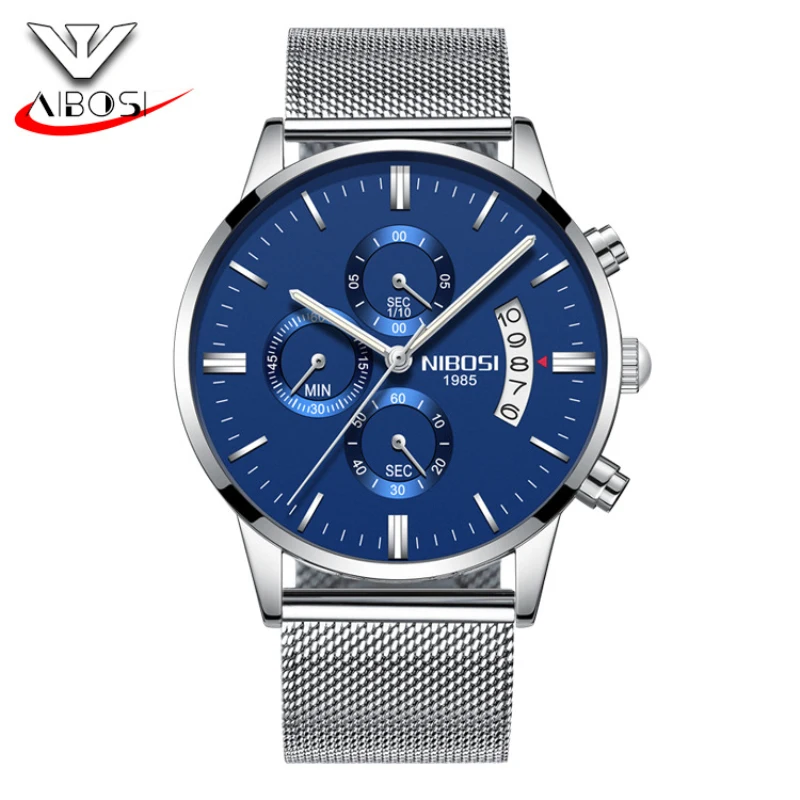 NIBOSI роскошные Брендовые мужские часы золотые кварцевые полностью стальной