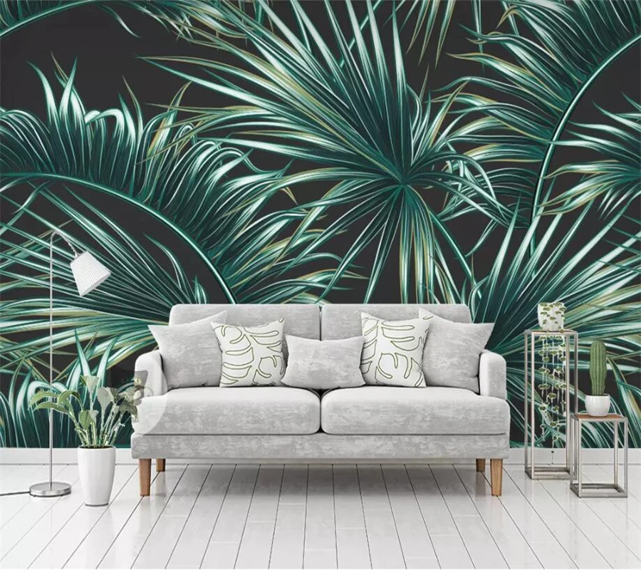 Обои на заказ 3d фрески из лесных листьев тропический фон с тропическим лесом