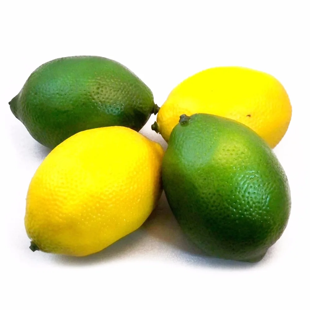Лимоны декоративные Пластик однотонные искусственное фруктовое желтый/зеленый