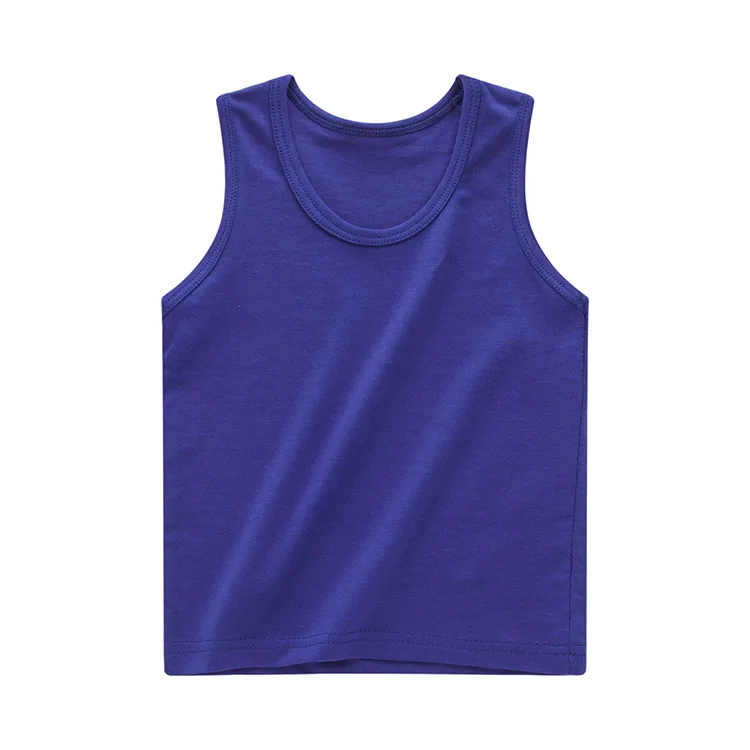 royalblue Новая летняя футболка для девочек от 2 до 10 лет хлопковые детские футболки без рукавов ярких цветов Топ для мальчиков, хлопковый жилет детское нижнее белье Детские майки - Цвет: royalblue