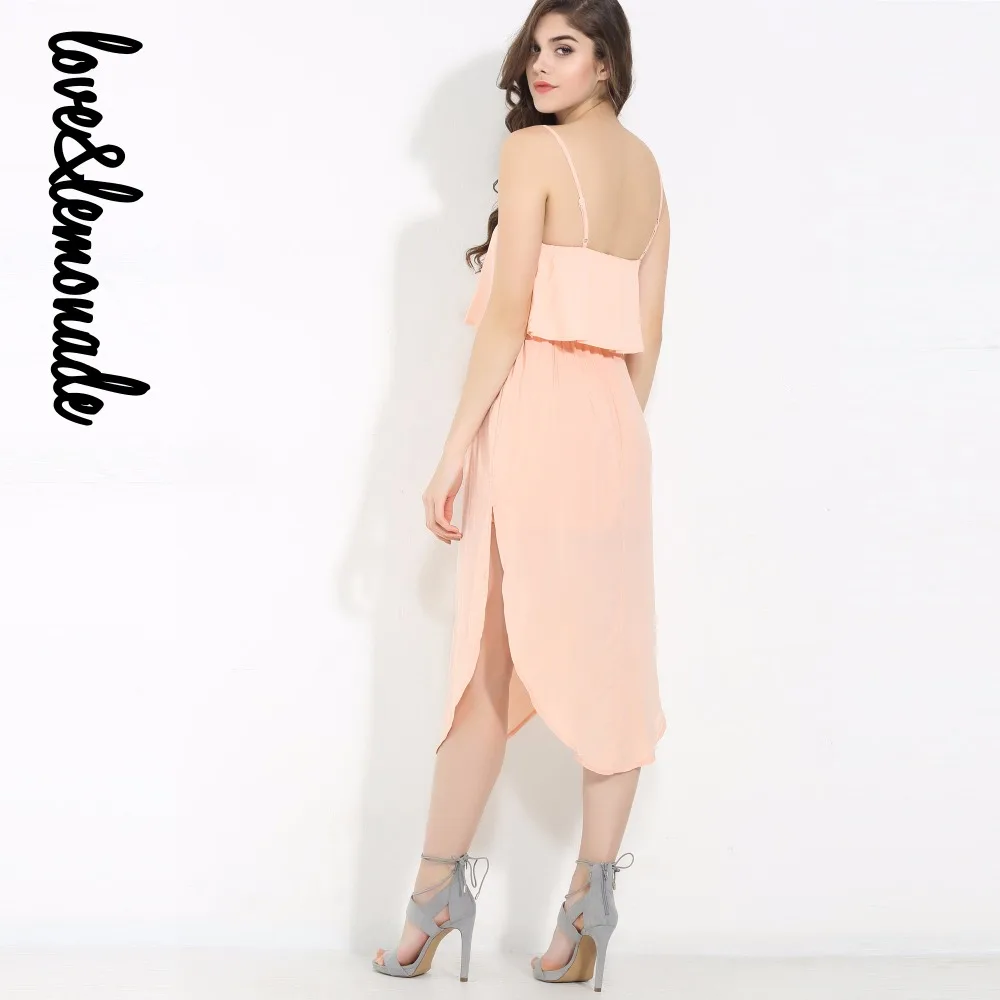 Love & Lemonade телесного цвета печатных листьев лотоса Повседневное платье TB 10133|casual