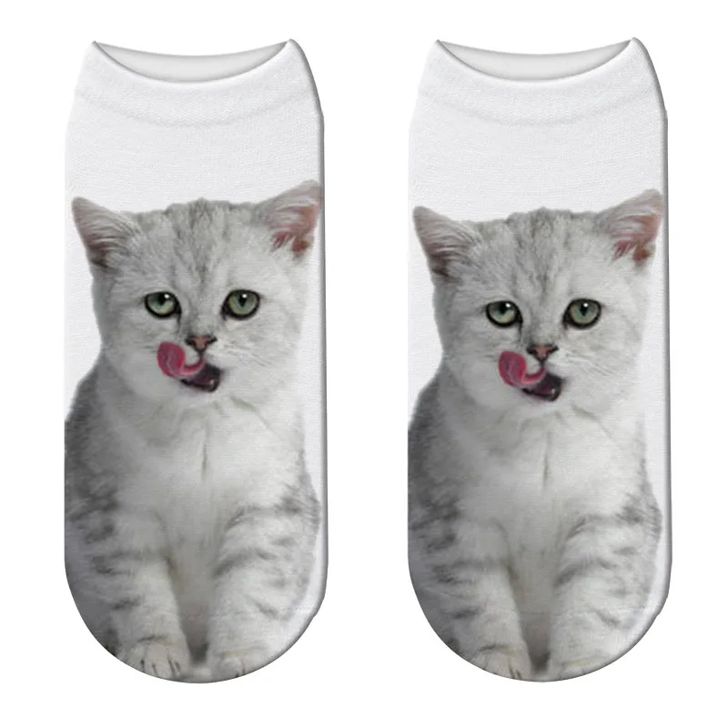 3 Новая кошка 3D печать женские носки женские Харадзюку Kawaii смешные короткие носки милые хлопковые короткие носки до лодыжки Mujer - Цвет: 3