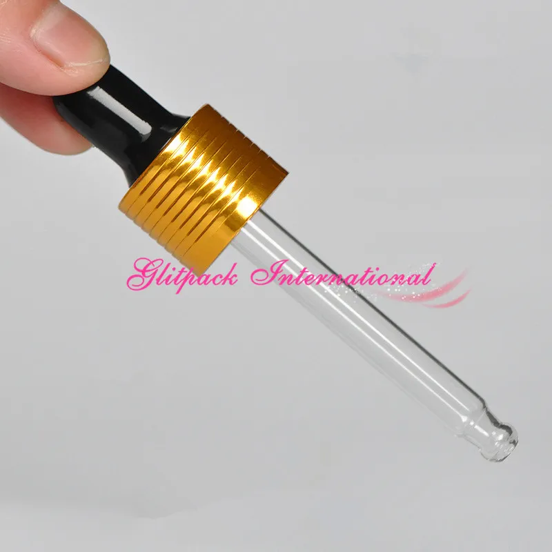 Gold droppers ribbed ring Rubber Head glass pipette for essential oil bottles closure cap metal cover 5/10/15/20/30/50/100ml | Красота и