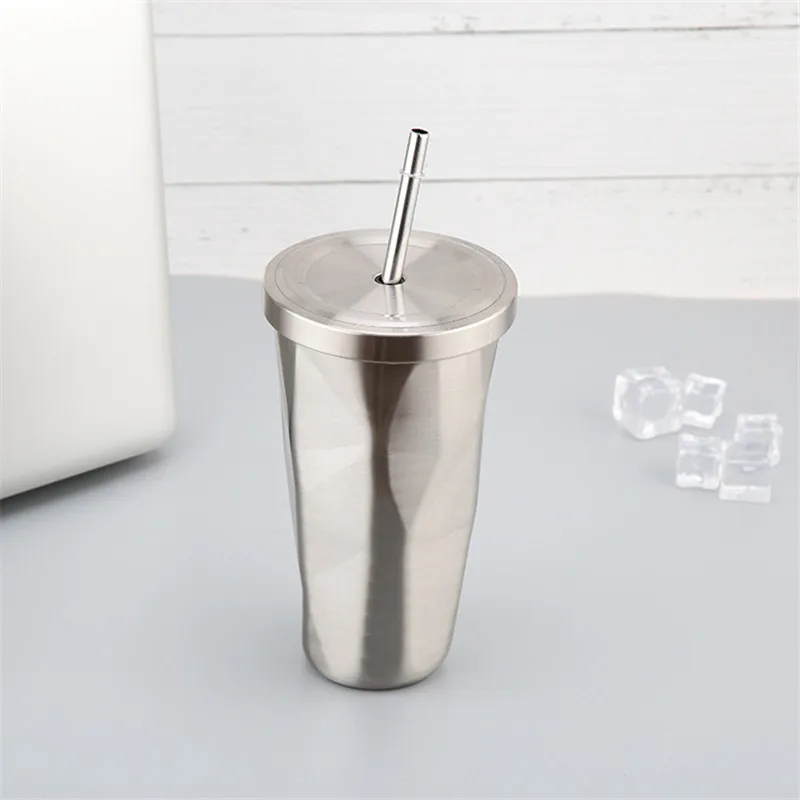 Silver JOUDOO 480 мл большой емкости бутылки для воды из нержавеющей стали модные градиентные нерегулярные бутылки для воды с крышкой бутылки для автомобиля 35 - Цвет: Silver