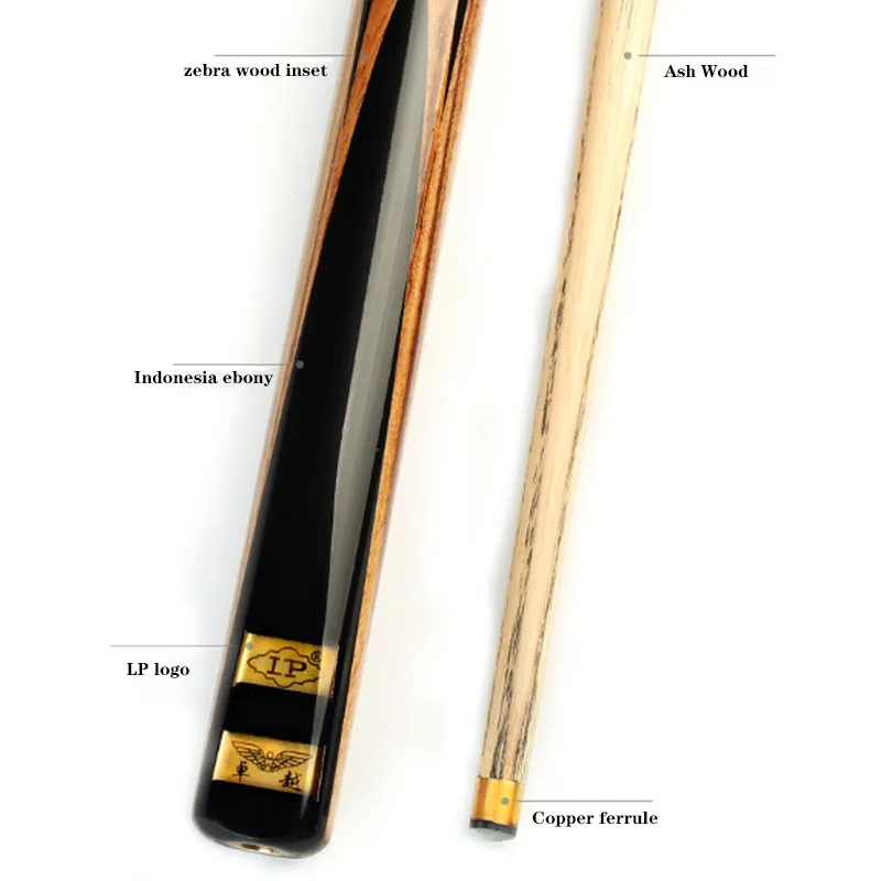 Оригинальный LP Zhuoyue 3/4 Снукер Cue Stick набор 9 8 мм наконечник Золото Черная ручка