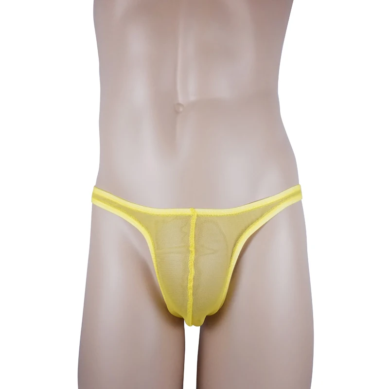 Мужское нижнее белье с сеткой гей бикини Мужской бандаж прозрачные трусики