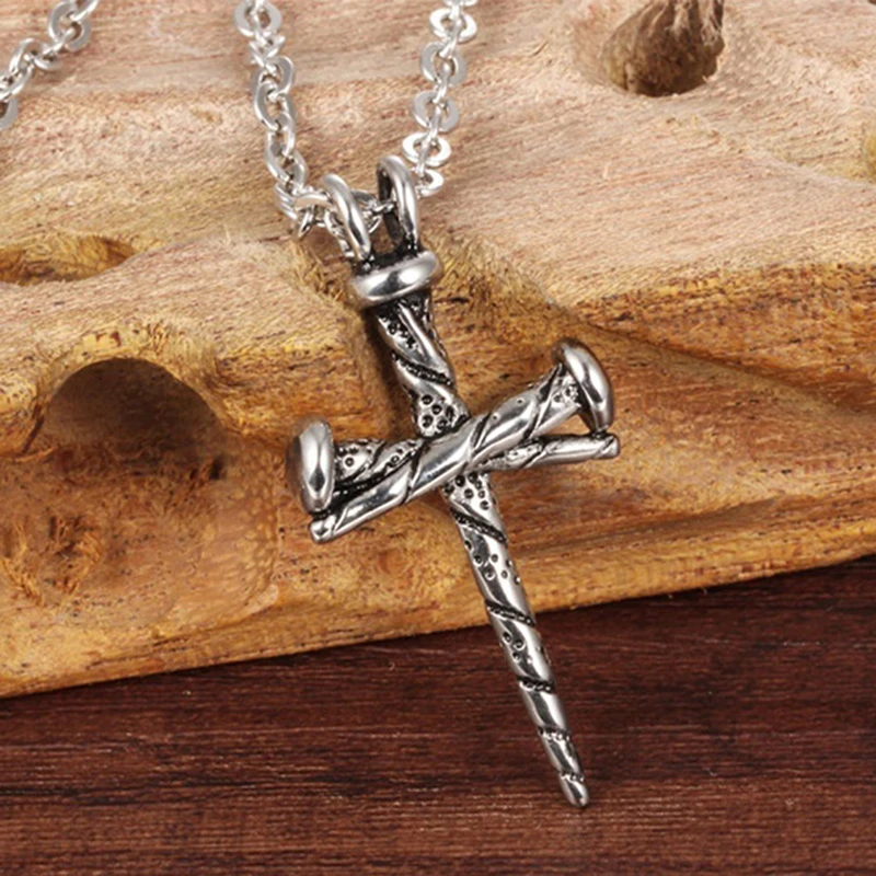 1 шт. винтажное ожерелье из титановой стали с кулоном крестиком для мужчин