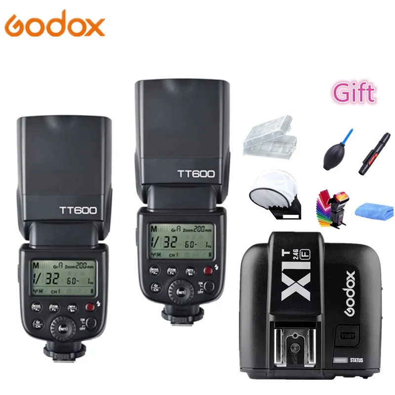 2x Godox TT600 вспышка для камеры 2 4G Беспроводная система X + задний передатчик FUJI Fujifilm