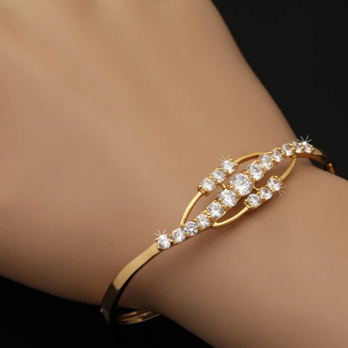 U7 Цирконы Кривой Браслет Ювелирные Изделия Оптом Позолоченный/Платиновое