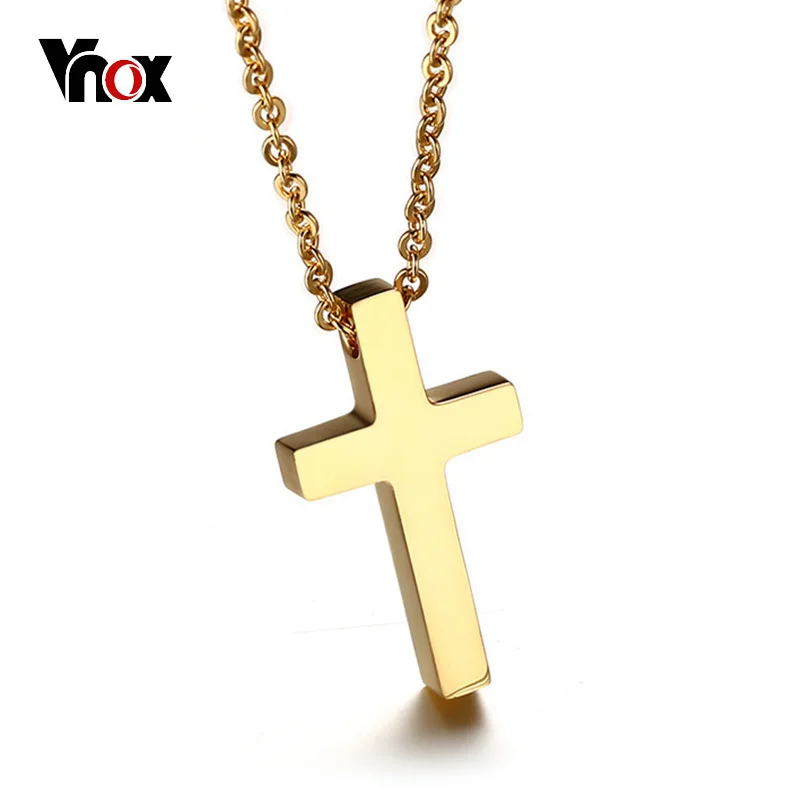 Vnox маленький крест кулон ожерелье для женщин из нержавеющей стали цепь Иисус