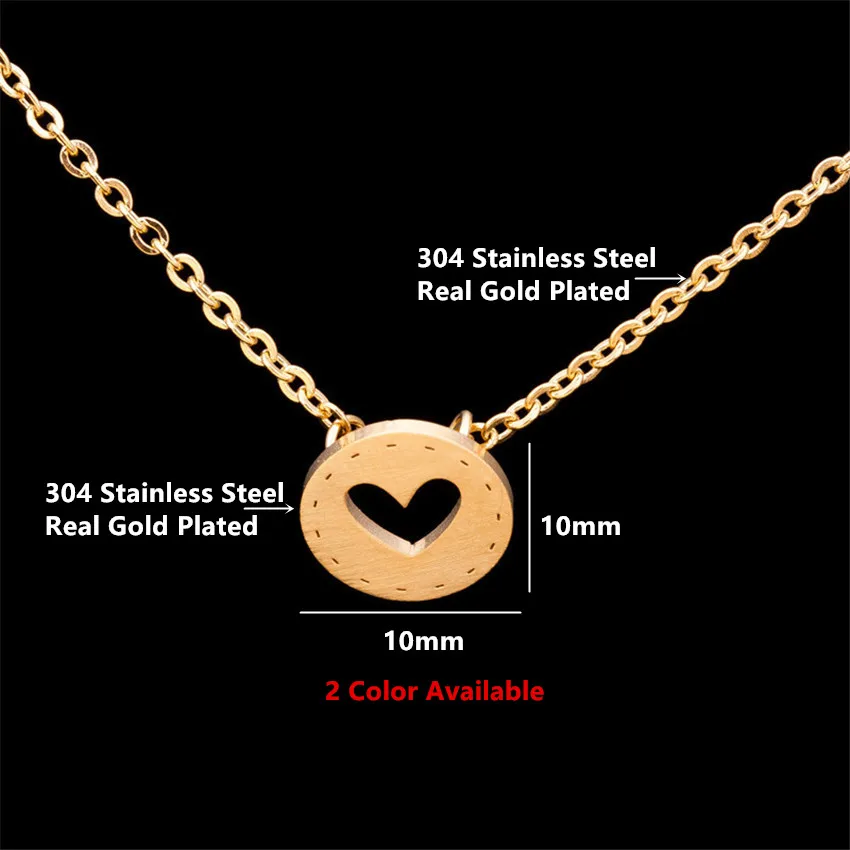 

V Attract 10 pcs Minimalism Hollow Heart Necklaces Minimalism Design Stainless Steel Coin Collier Women Valentine's Day Gift