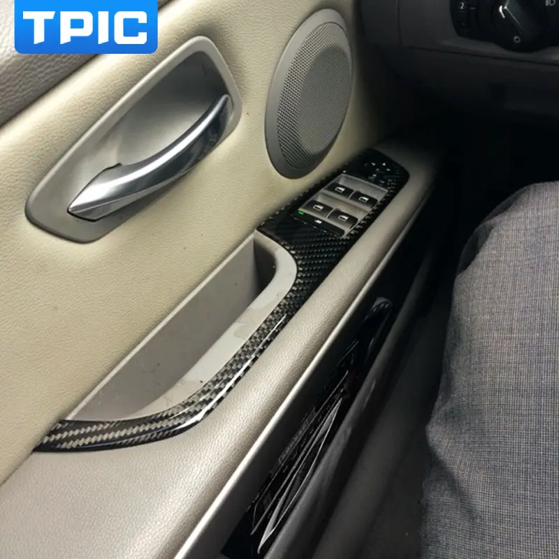 Для BMW E90 стеклоподъемник из углеродного волокна кнопки декоративная рамка