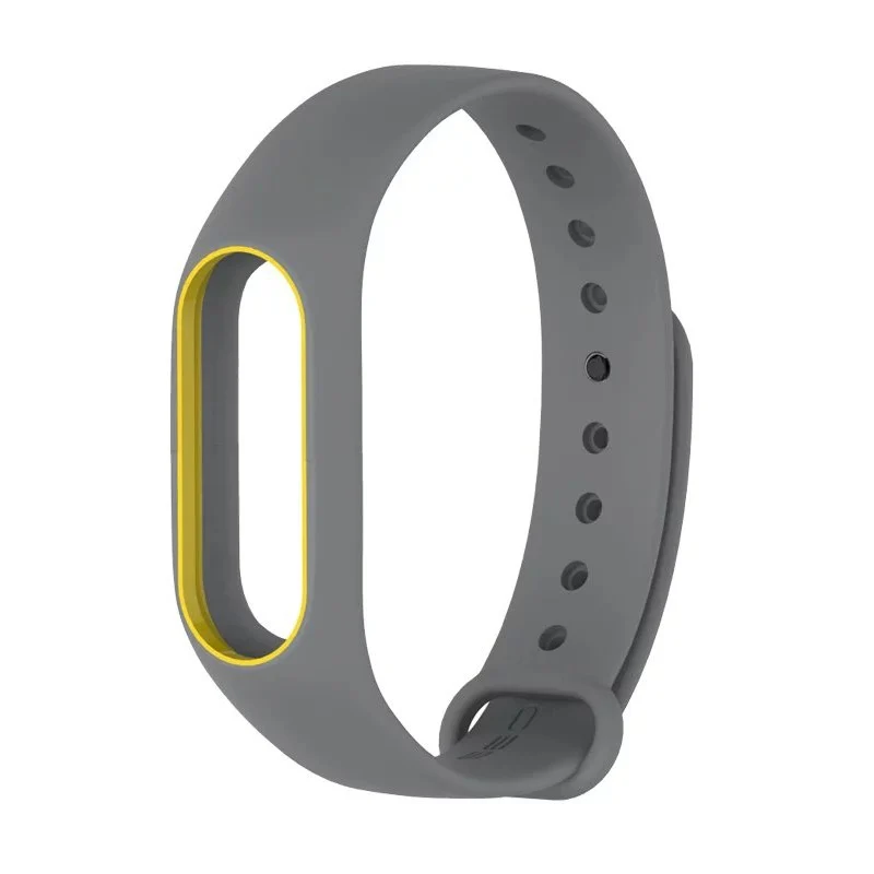 Gray with Yellow Цветной mi band 2 ремешок reloj inteligente высококачественный силиконовый двойной цветной удобный ремешок на запястье для xiaomi mi band 2 - Цвет: Gray with Yellow