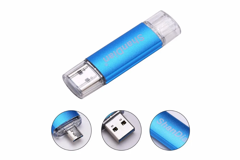 SHANDIAN USB 3,0 быстрая скорость OTG флеш-накопитель 64 Гб металлический USB флеш-накопитель 128 ГБ 32 ГБ 16 ГБ 8 ГБ двойное использование Флешка флеш-накопитель
